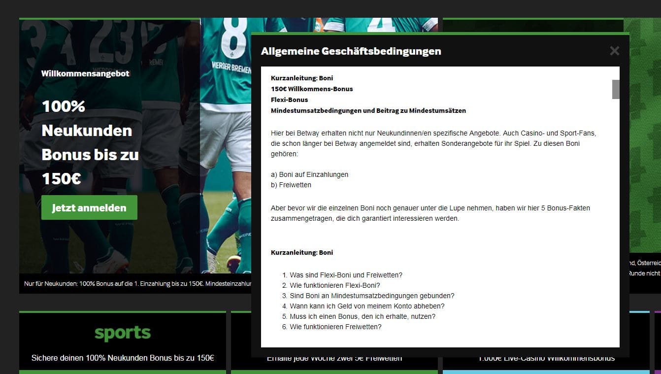 Betway Neukundenbonus 150 € Bouns Anmeldung Erfahrungsbericht Testbericht seriös Betway Neukundenbonus 150 € Bouns Anmeldung Erfahrungsbericht Testbericht seriös