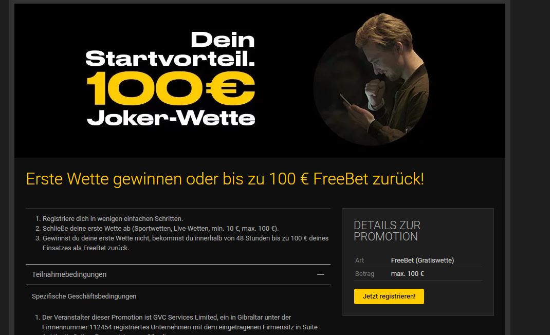 Bwin Jokerwette, Wettbonus Neukundenbonus 100 € Erfahrungsberticht Test Bwin Jokerwette, Wettbonus Neukundenbonus 100 € Erfahrungsbericht Test
