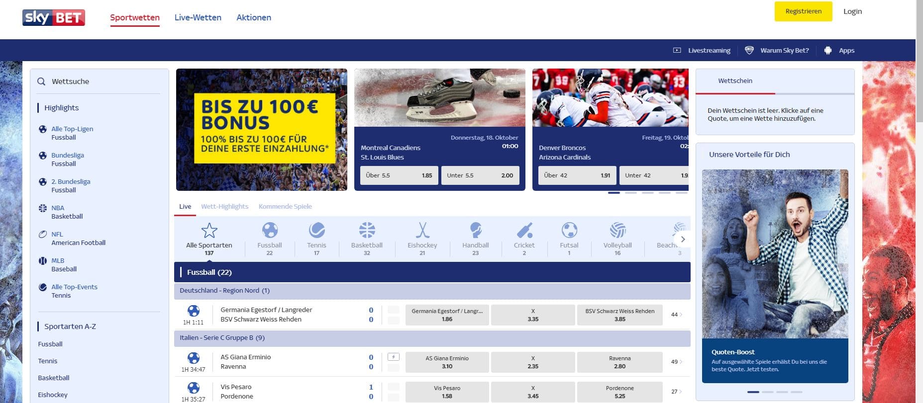 SkyBet Startseite Sky Bet Erfahrungen Sportwetttentest ueber unter sportwetten